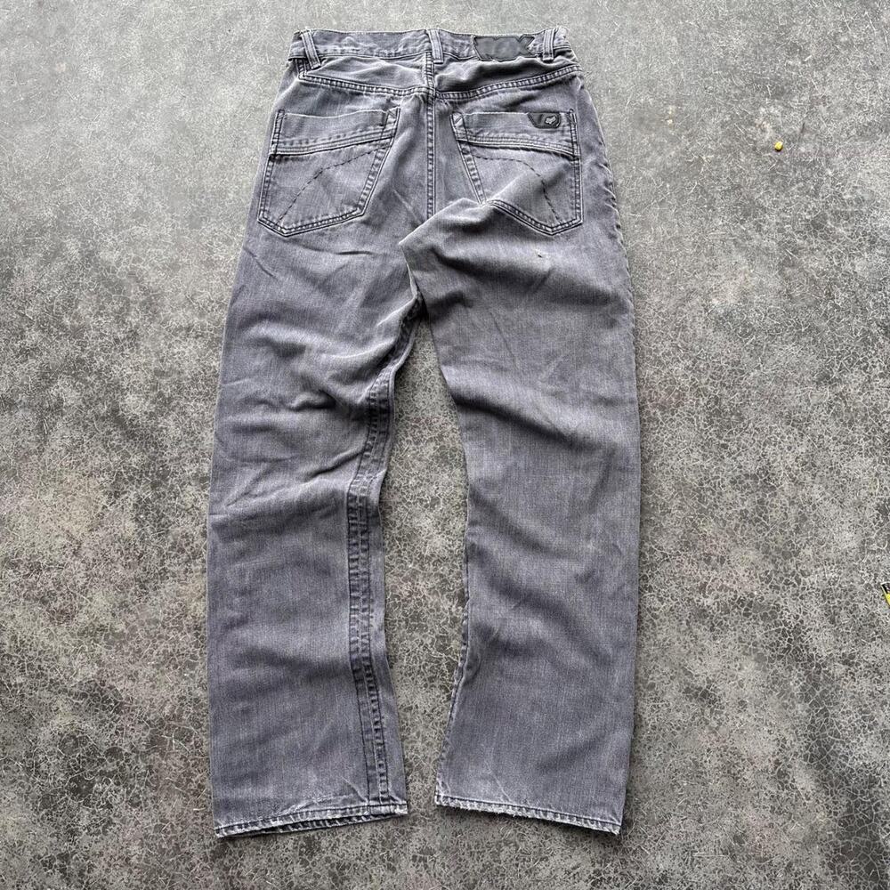 Y2K 2000s Fox Racing Smokey Black Loose Straight Grunge Denim Jeans 31x32